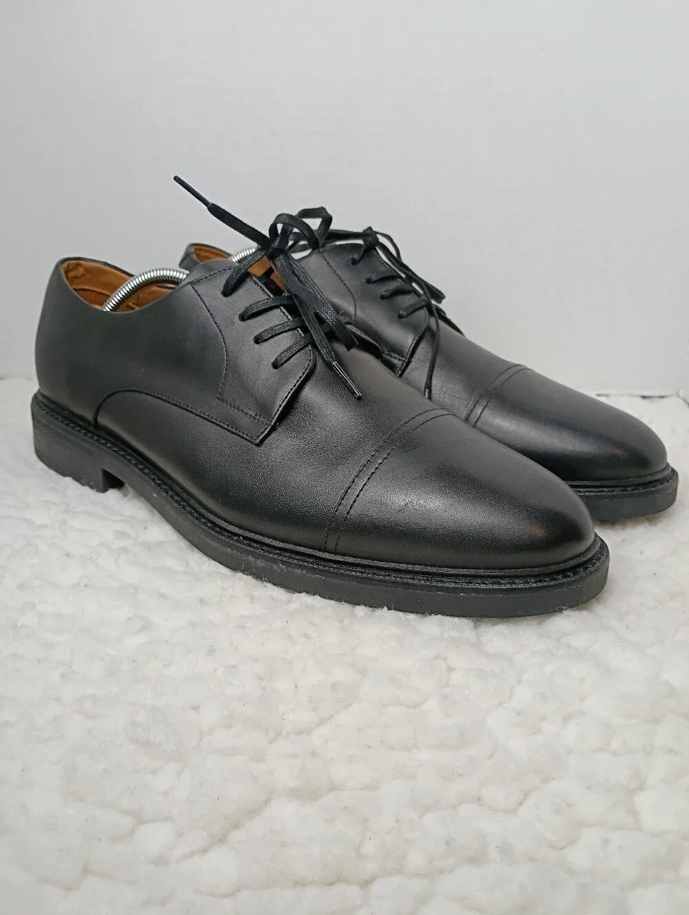 Polo Ralph Lauren Asher Cap Toe Black Leather Derby Shoes Men Size 12